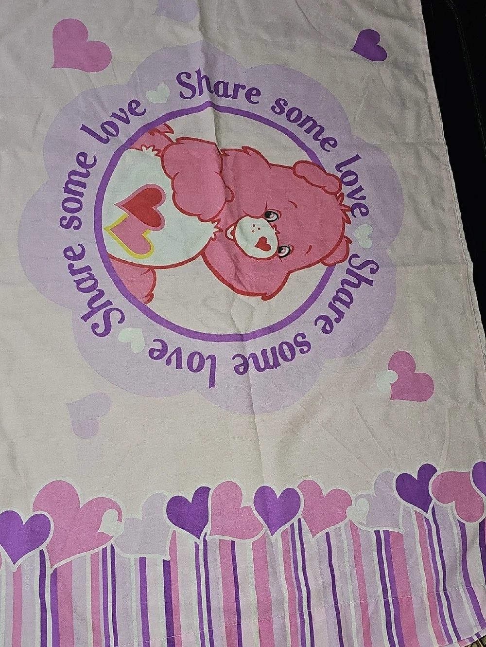 Care Bears Vintage Pink and Purple Striped Twin Doublesided Pillowcase